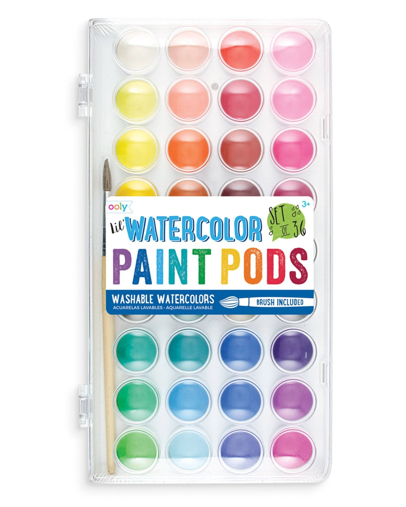 Alex Toys Watercolors Lil Paint Pods With Brush - 36 Washable Paints