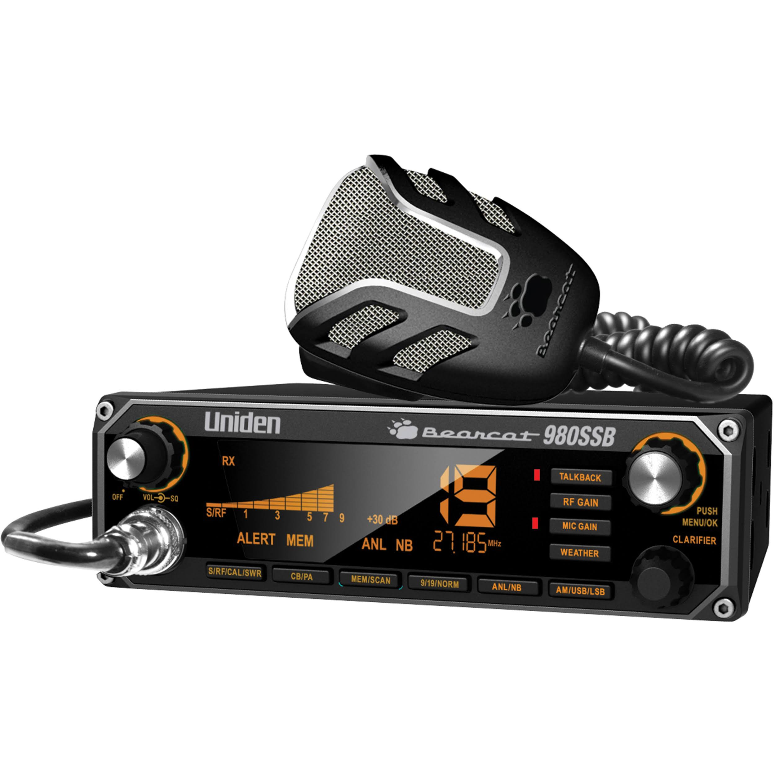 Uniden BEARCAT980SSB 40-Channel CB Radio - with SSB USB and LSB And Noise Canceling Microphone, Black