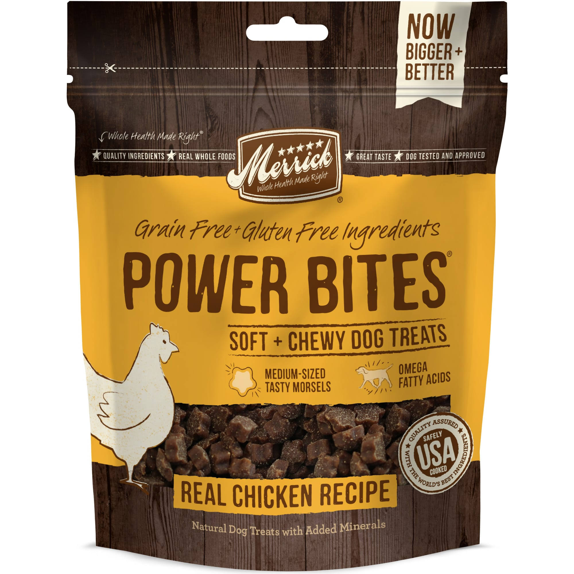 Merrick Power Bites Soft & Chewy Dog Treats - Real Chicken Recipe, 6oz