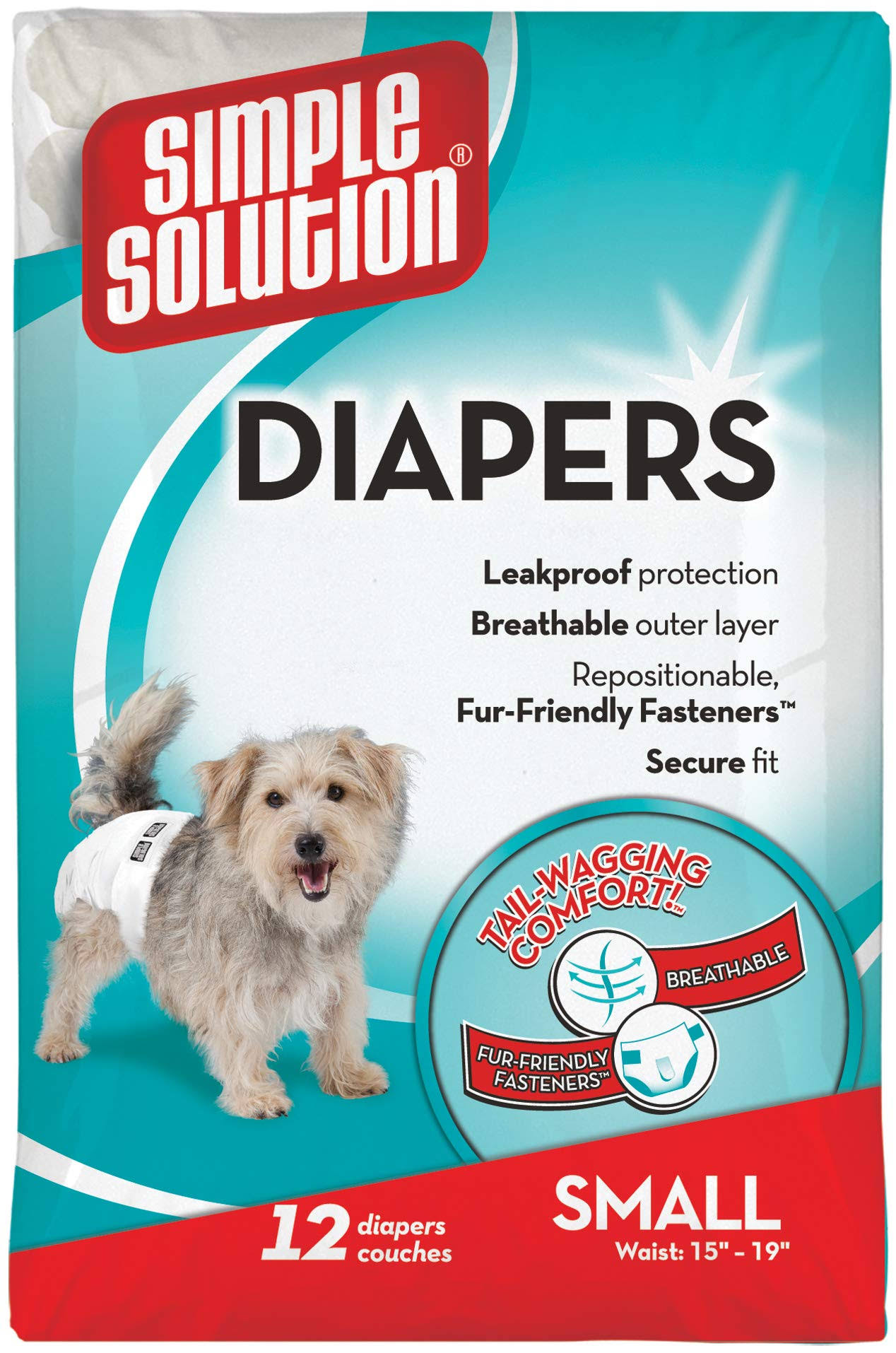 Simple Solution Dog Disposable Diapers - Small, 12 Diapers