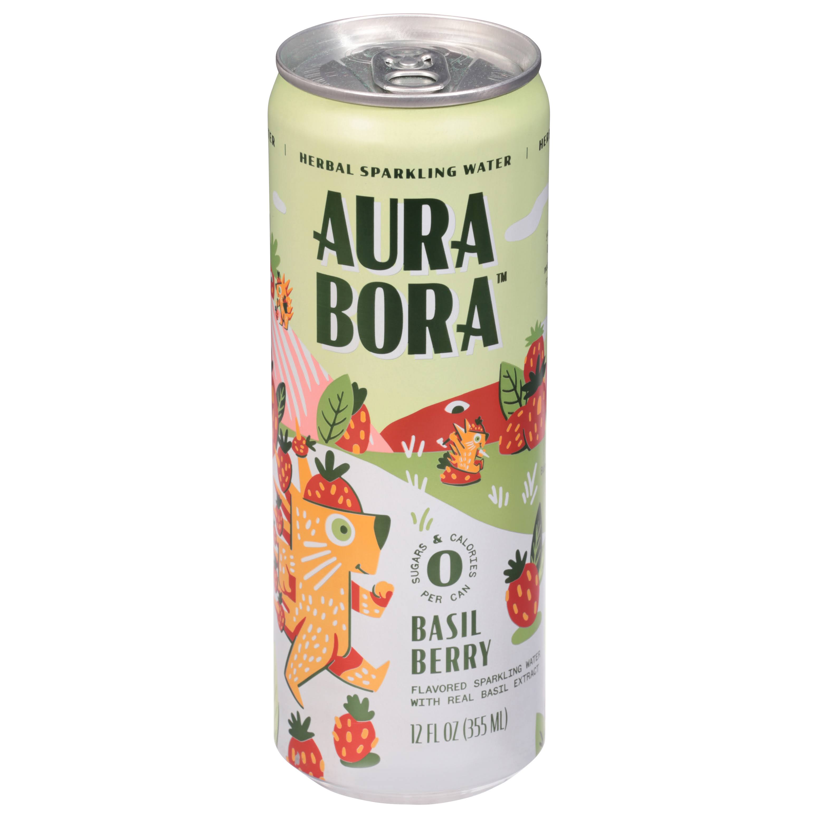 Aura Bora Water Sprkl Basil Berry, Case of 12 x 12 oz
