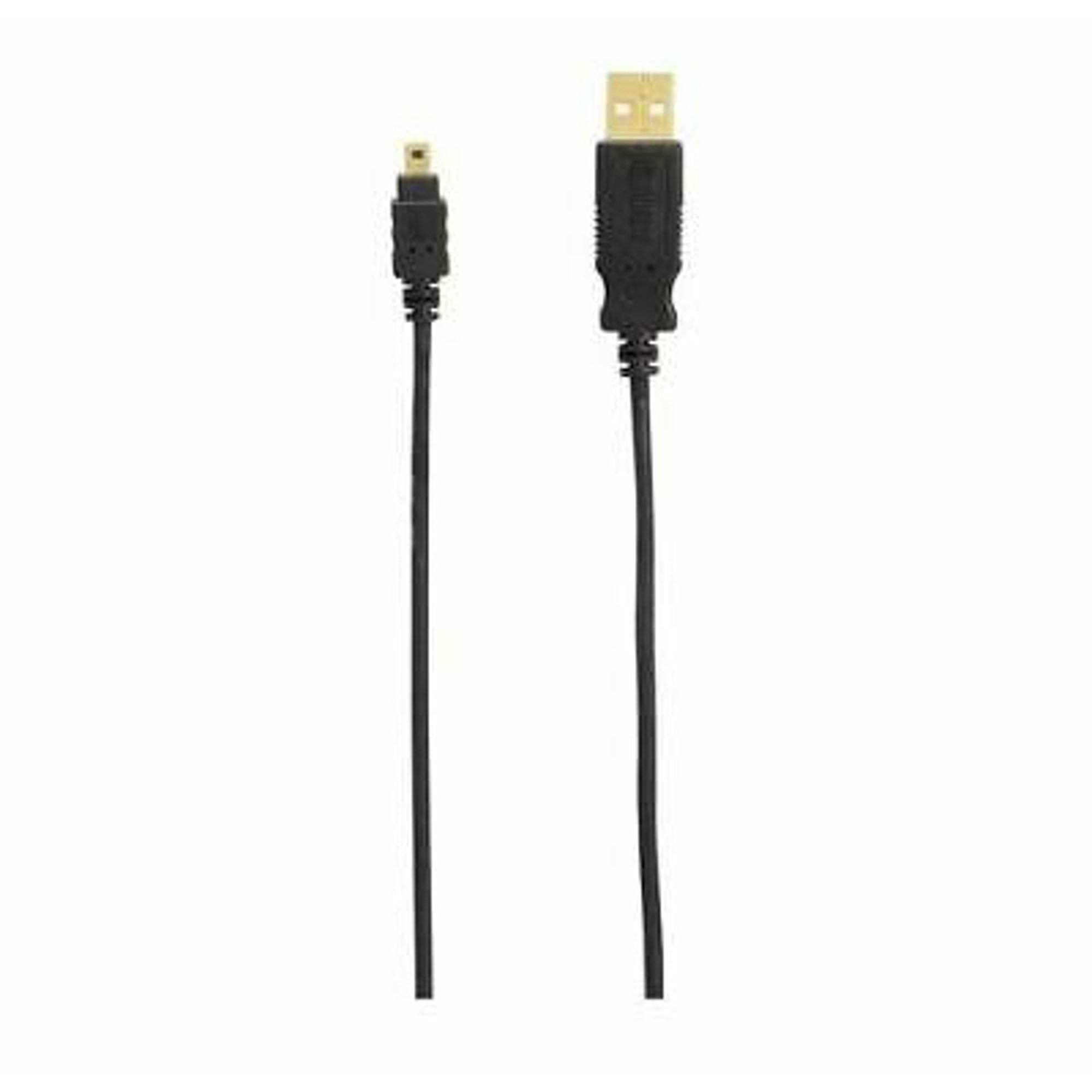 Gigaware USB A to Mini USB B Male Cable - Black, 6', 8 Pin