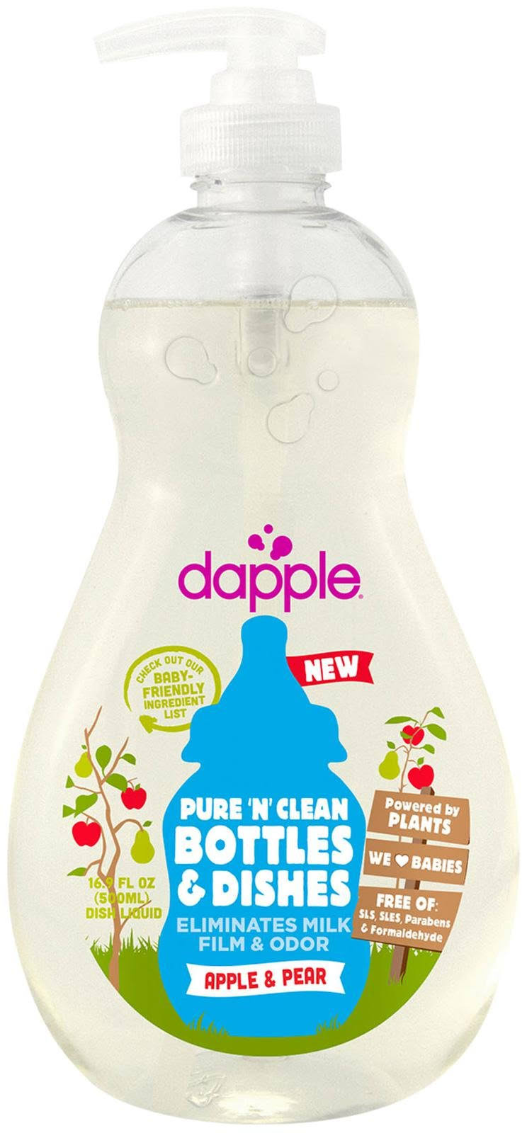 Dapple Pure 'N' Clean Baby Bottle and Dish Liquid - Apple-Pear, Clear, 16.9oz