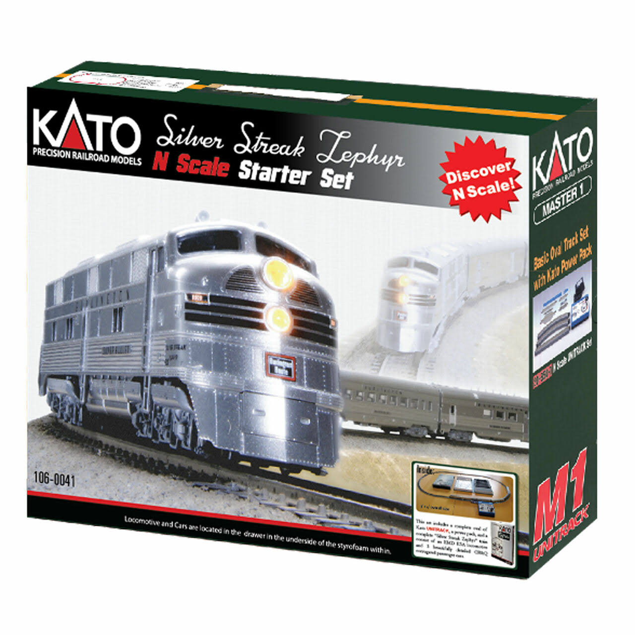Kato USA - N Silver Streak Zephyr Starter Set, CB&Q - 1060041