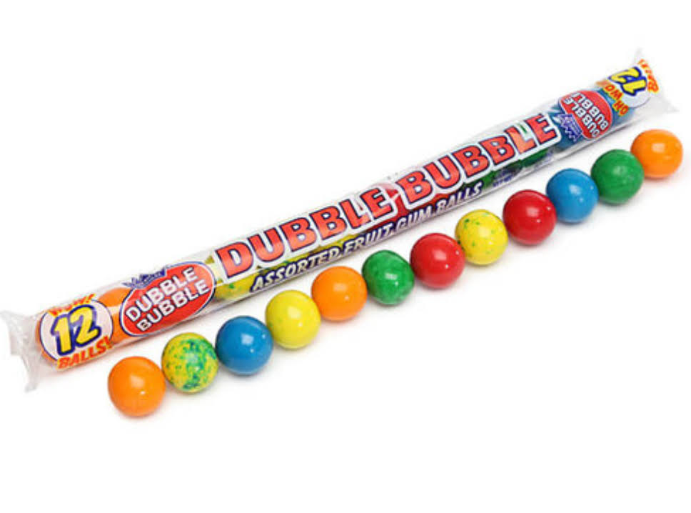 Dubble Bubble Gumballs, 24 Pack of 12-Gumball Tubes in Assorted Fruit