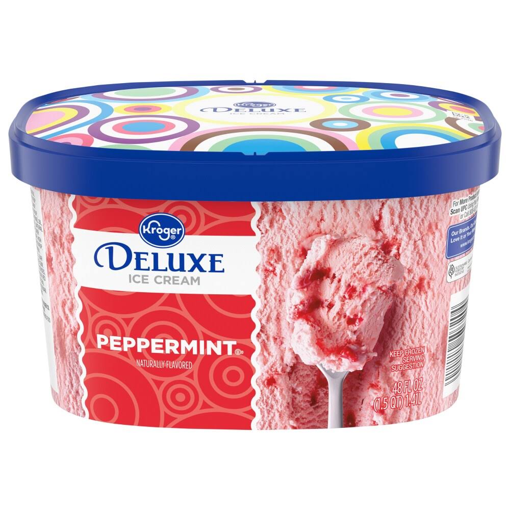 Kroger Deluxe Ice Cream, Peppermint - 48 fl oz