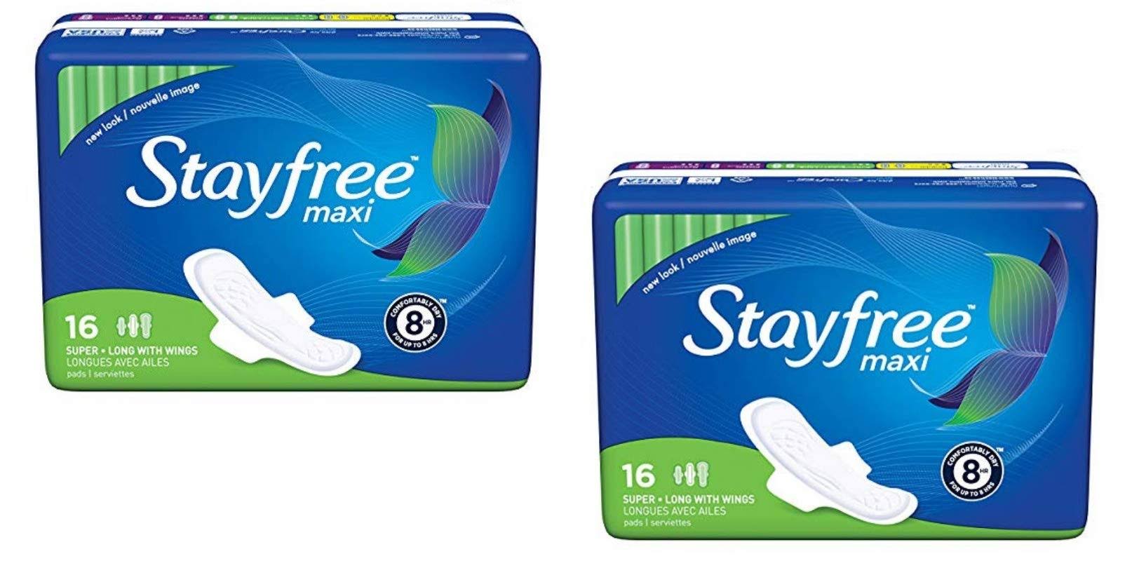Stayfree Maxi Pads Super Long with Wings - 16 Pack
