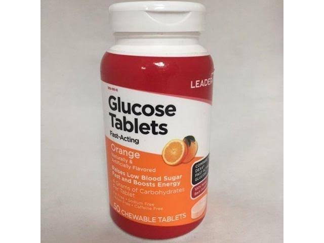 Leader Chewable Glucose Tablets, Orange, 50ct 096295133943A391