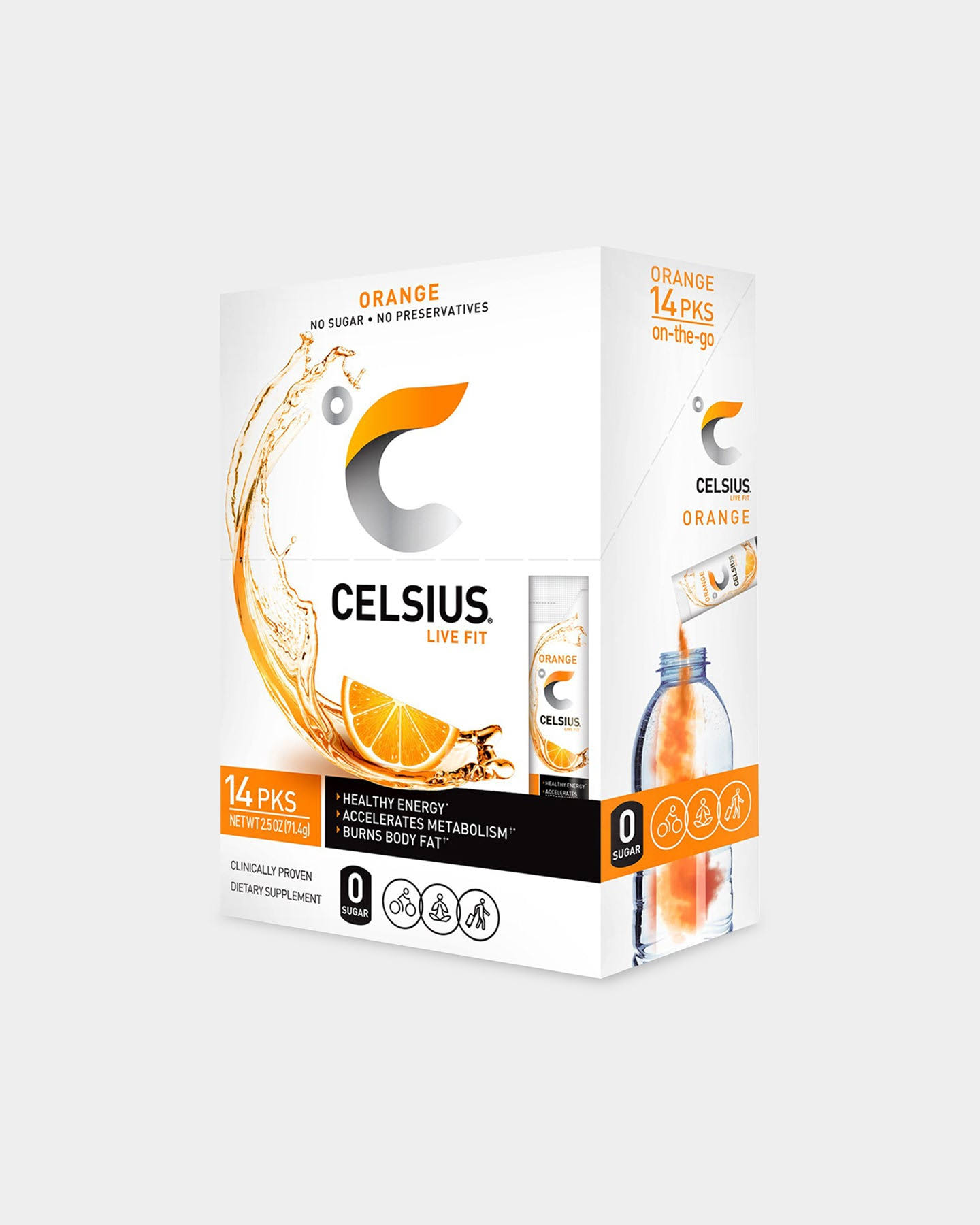 Celsius Weight Loss Energy Drink - Outrageous Orange, 14 Packets
