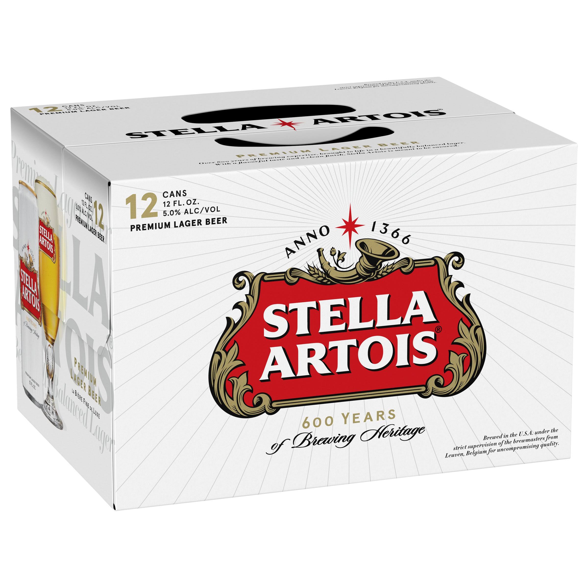Stella Artois Beer, Lager, Premium, 12 Pack - 12 pack, 12 fl oz cans