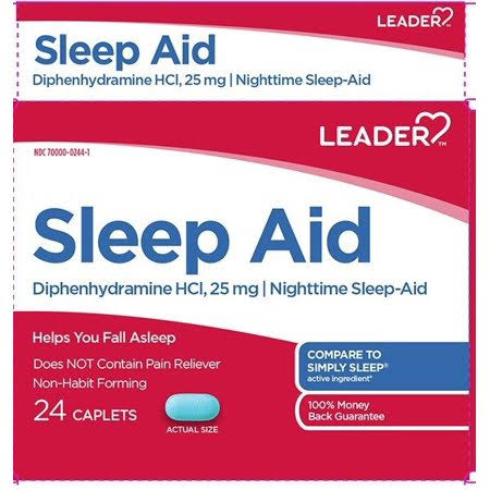 Leader Sleep Aid Caplets - 25mg, 24ct