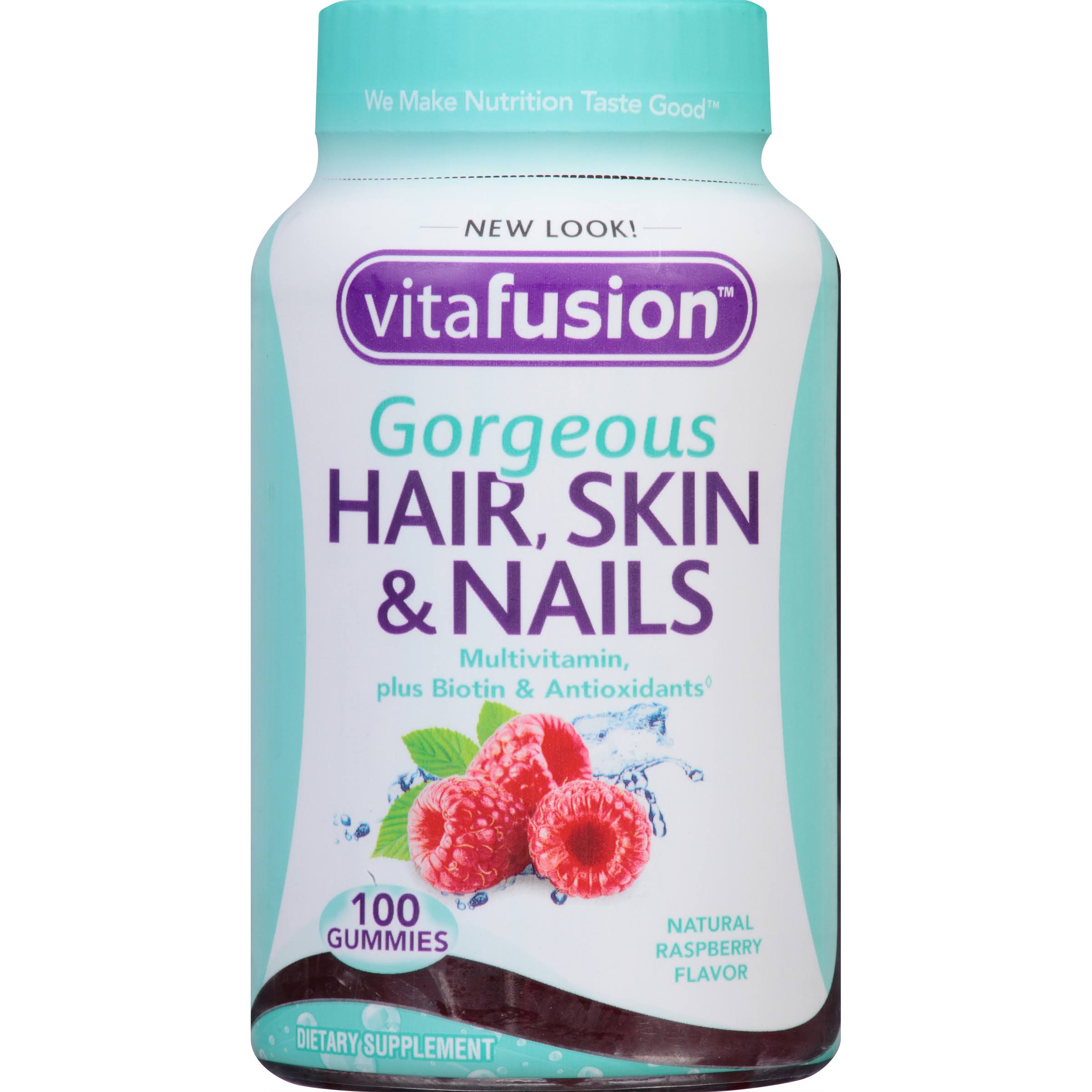 Vitafusion Gorgeous Hair, Skin & Nails Multivitamin - Natural Raspberry, 100 Gummies