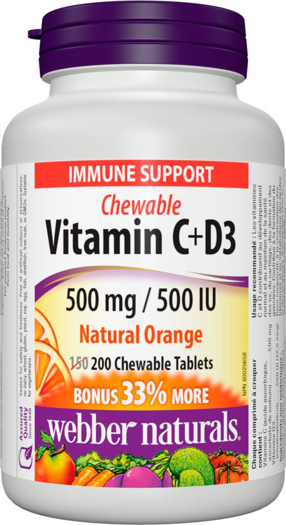 Webber Vitamin C+d3 500 mg / 500 IU Natural Orange 200.0 Tab