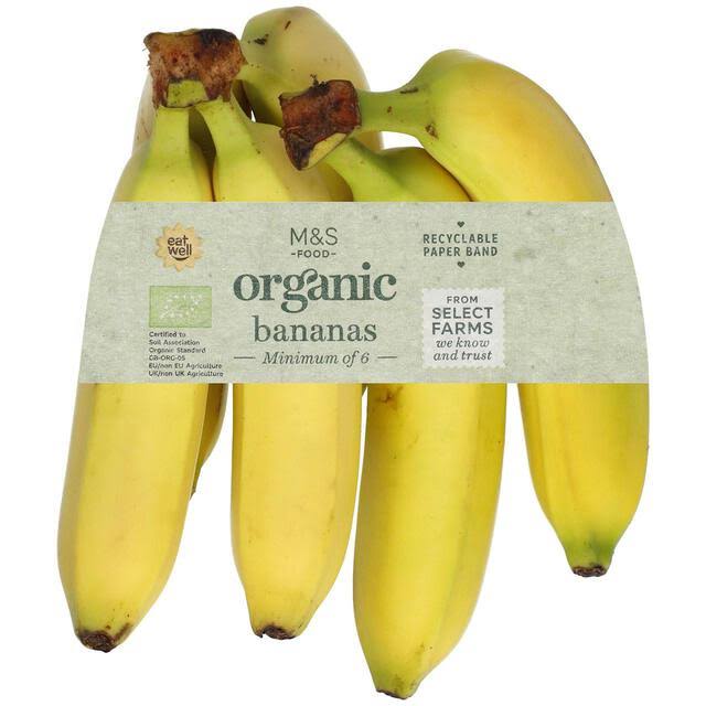 M&S Organic Bananas, 6 Per Pack
