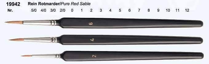 Leonhardy Red Sable Triangle Handle Detail Brush - No. 4/0
