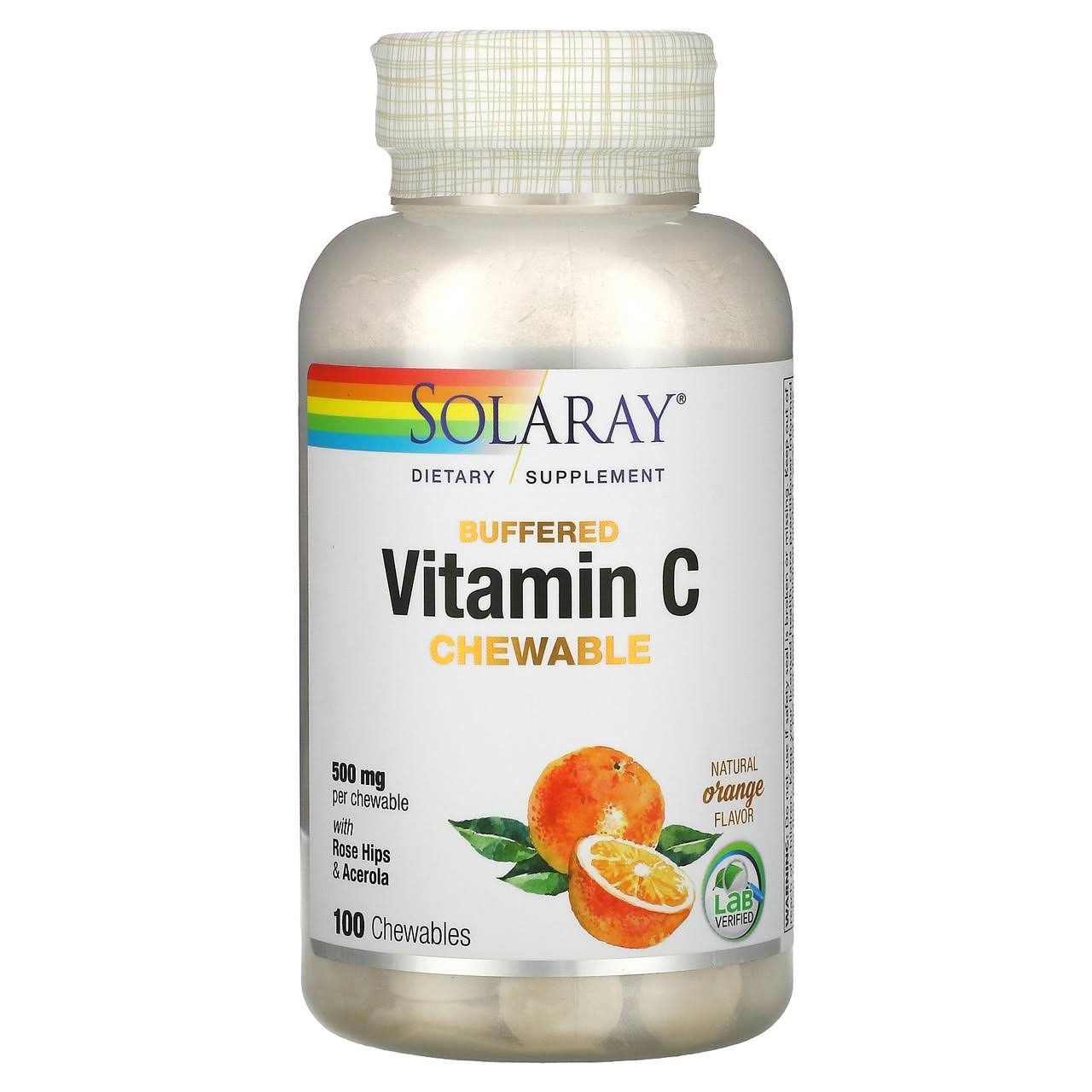 Solaray Vitamin C Chewable 500mg Dietary Supplement - Orange, x100