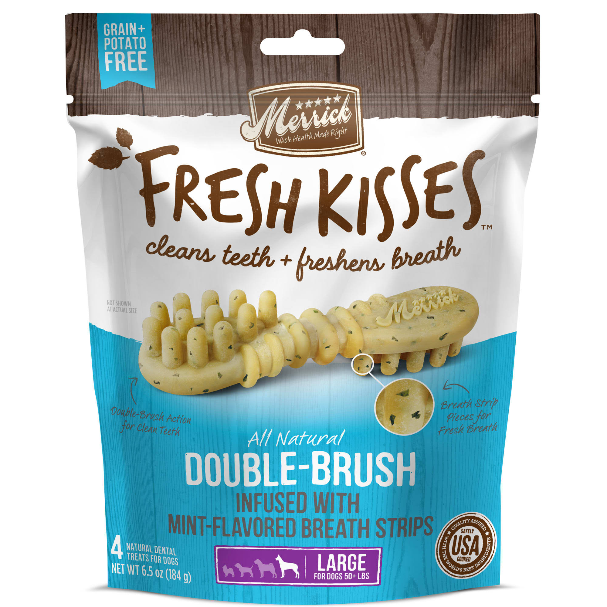 Merrick Fresh Kisses Mint Breath Strips Large - 6.5 oz