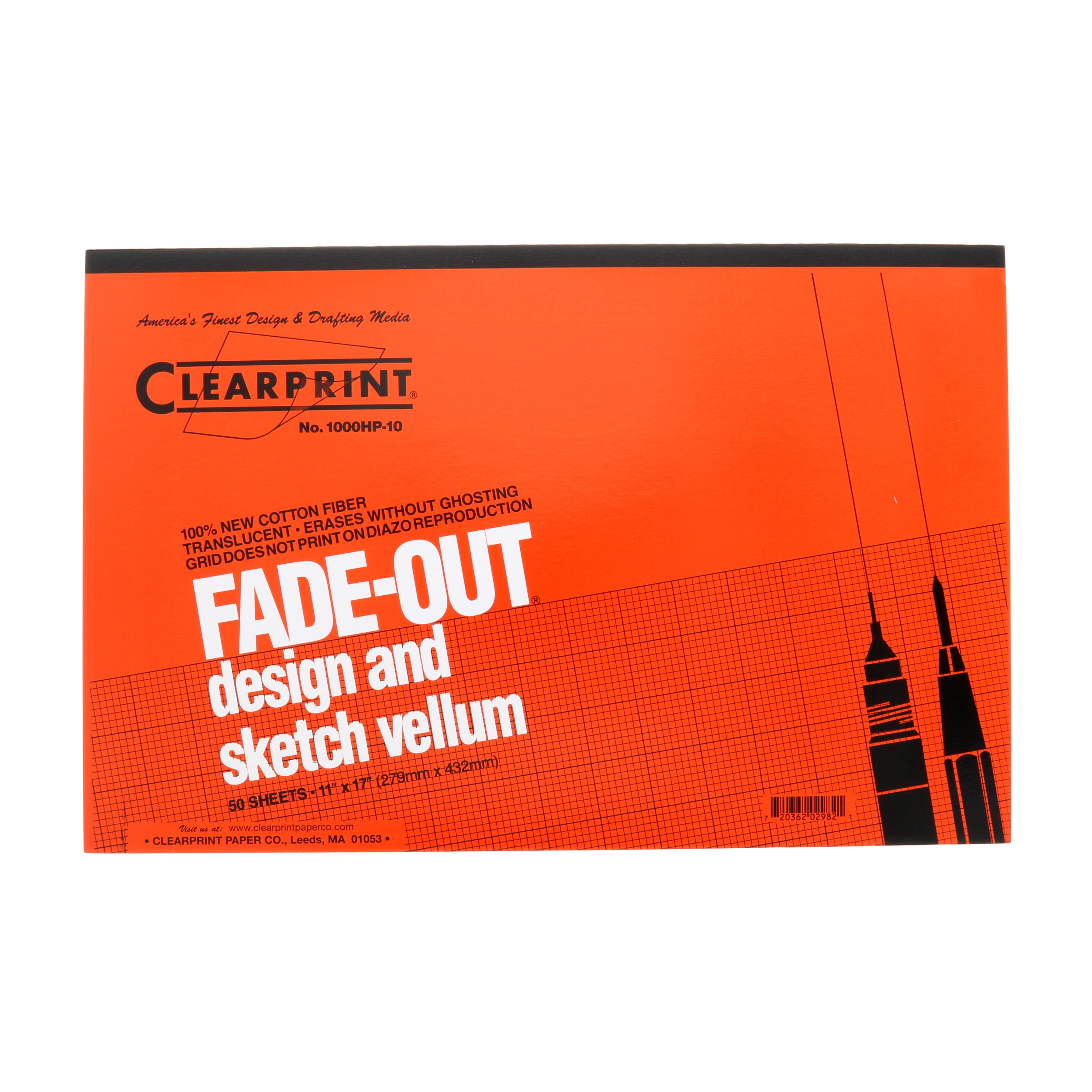 Clearprint 1000HP Series Vellum Design and Grid Sketch Pad - 50 Sheets, 11"x17", Translucent