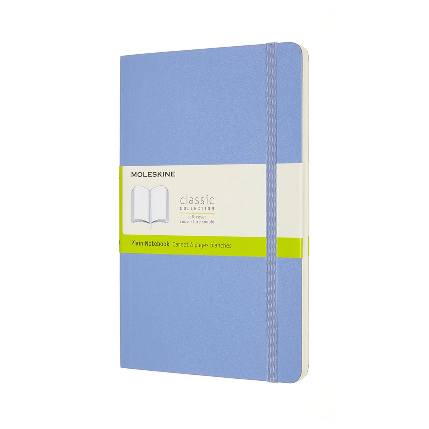 Moleskine Classic Notebook, Large, Plain, Hydrangea Blue, Soft Cover