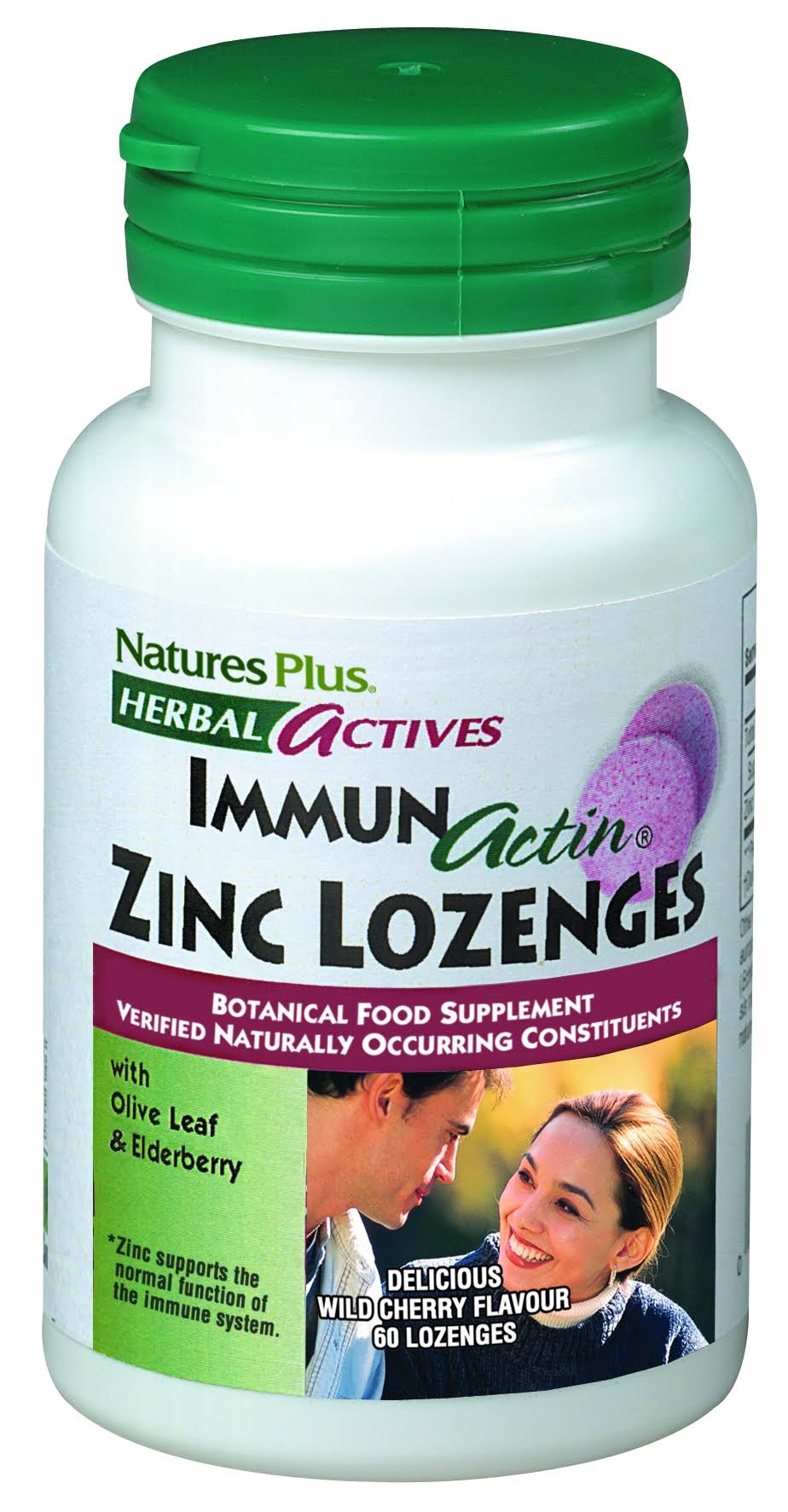 Nature's Plus - Herbal Actives ImmunActin Zinc Lozenges - 60 Lozenges