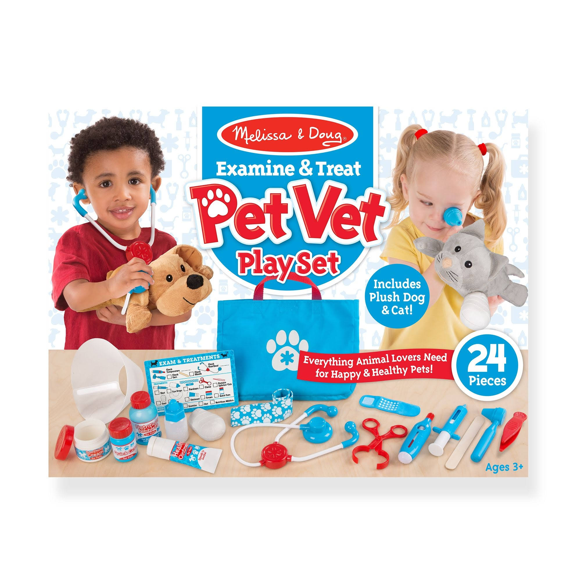 Pretend Play Examine and Treat Pet Vet Play Set - 24pcs