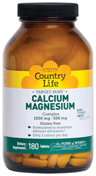 Country Life Calcium Magnesium Complex Supplement - 180 Tablets