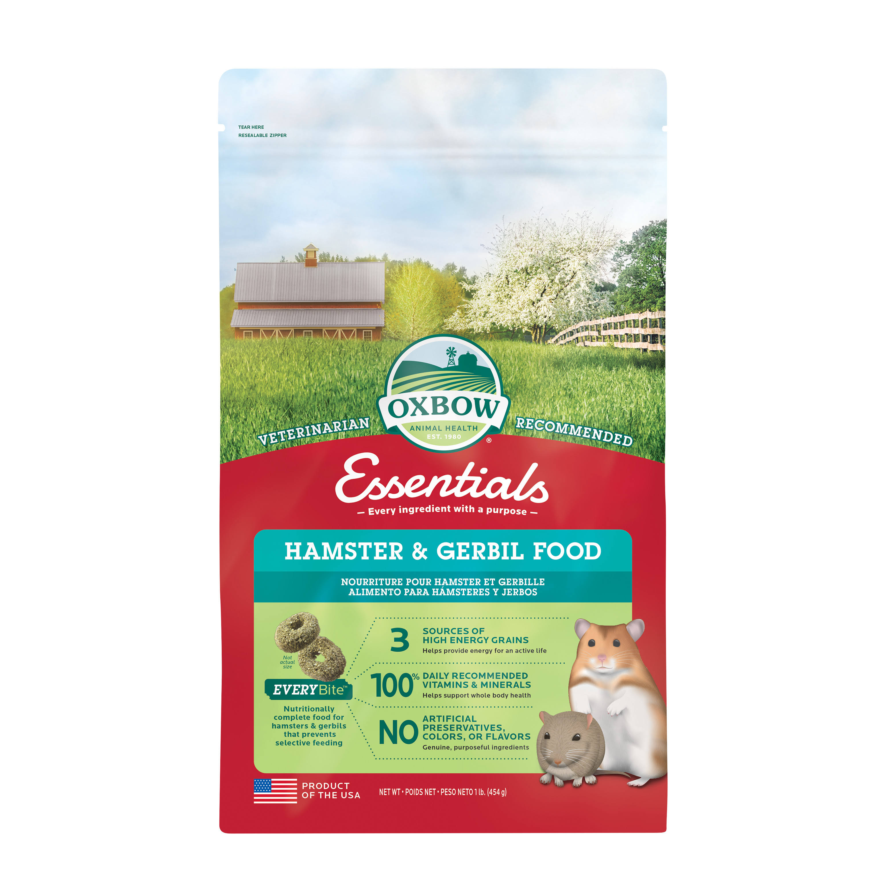 Oxbow Healthy Handfuls Hamster And Gerbil Complete Stabilized Food - 1lb