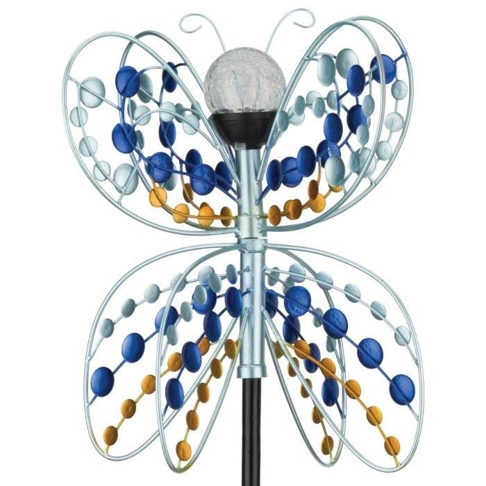 Solar Wind Spinner Stake - Butterfly - Multi - Metal