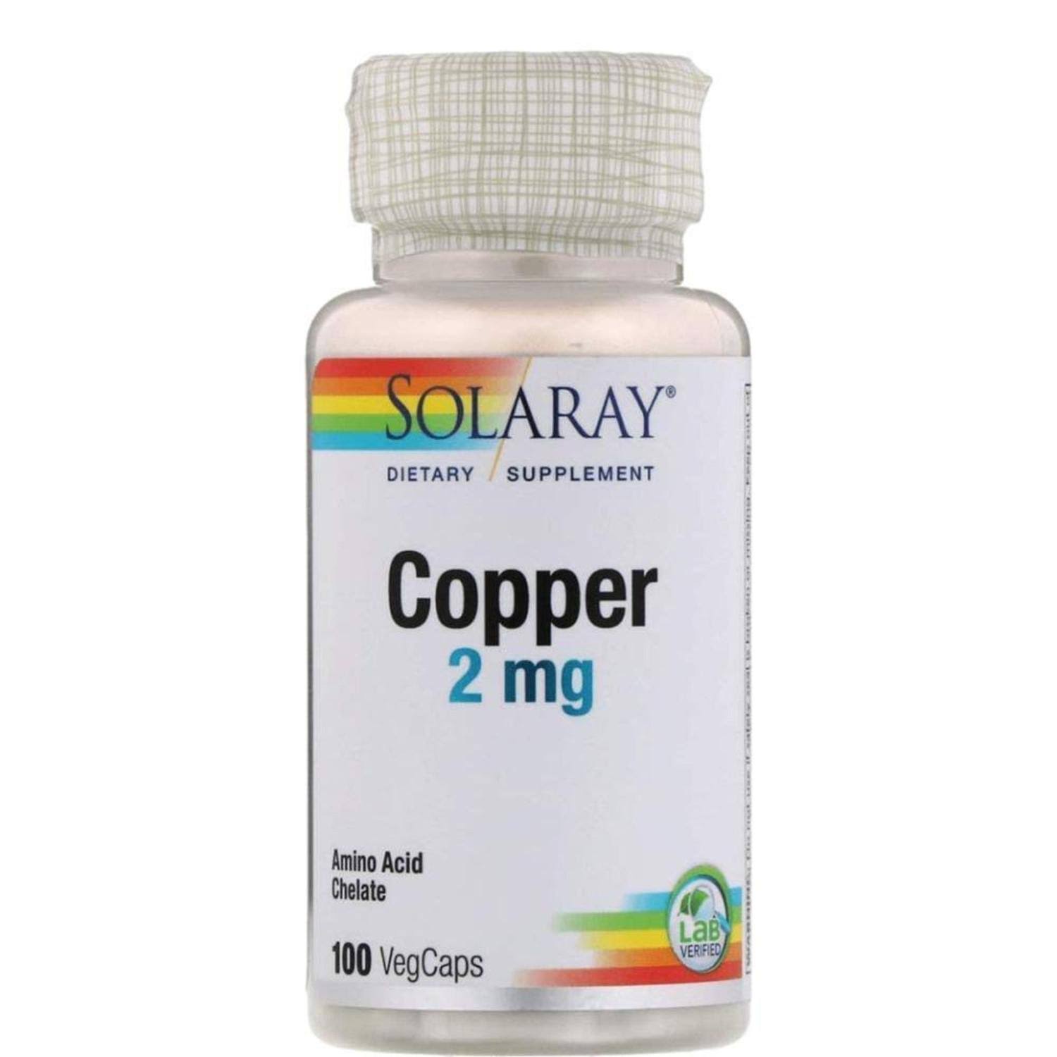 Solaray Copper Capsules - 2mg, 100 capsules
