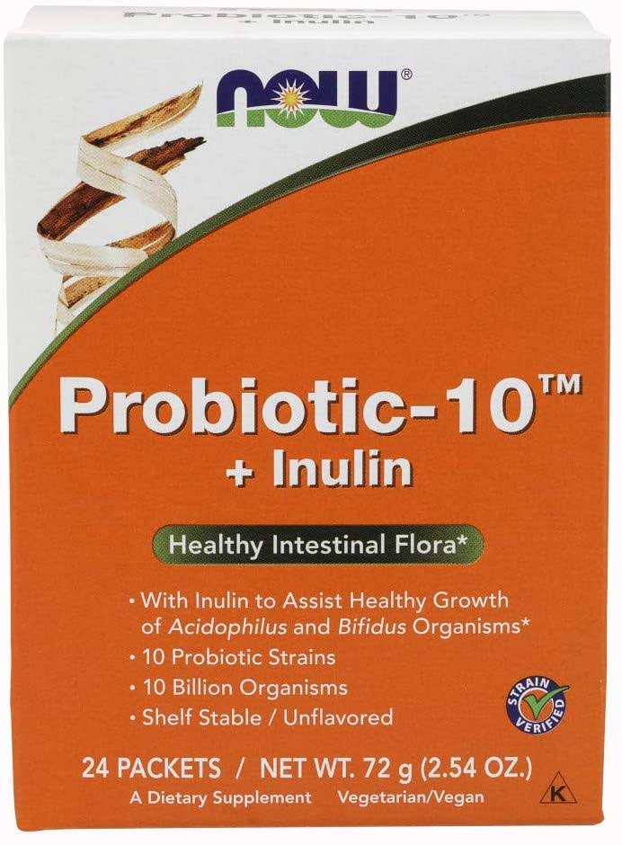 Now Foods Probiotic-10 + Inulin - Unflavored, 10 Probiotic Stains