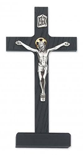 8 Inch Black Standing Crucifix Religious Wall Dcor Christian Catholic