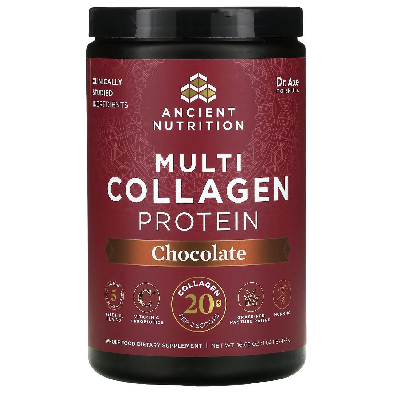 Ancient Nutrition - Multi Collagen Protein Powder Chocolate - 18.5 OZ.