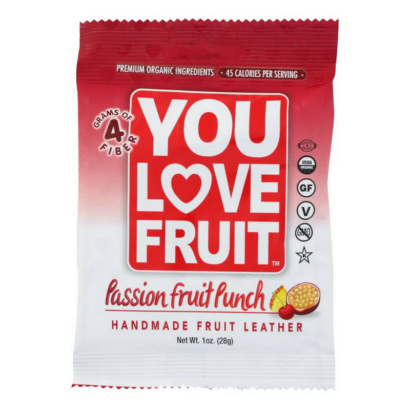 You Love Fruit Leather Organic Passion Fruit - 1 Oz - Pack of 12