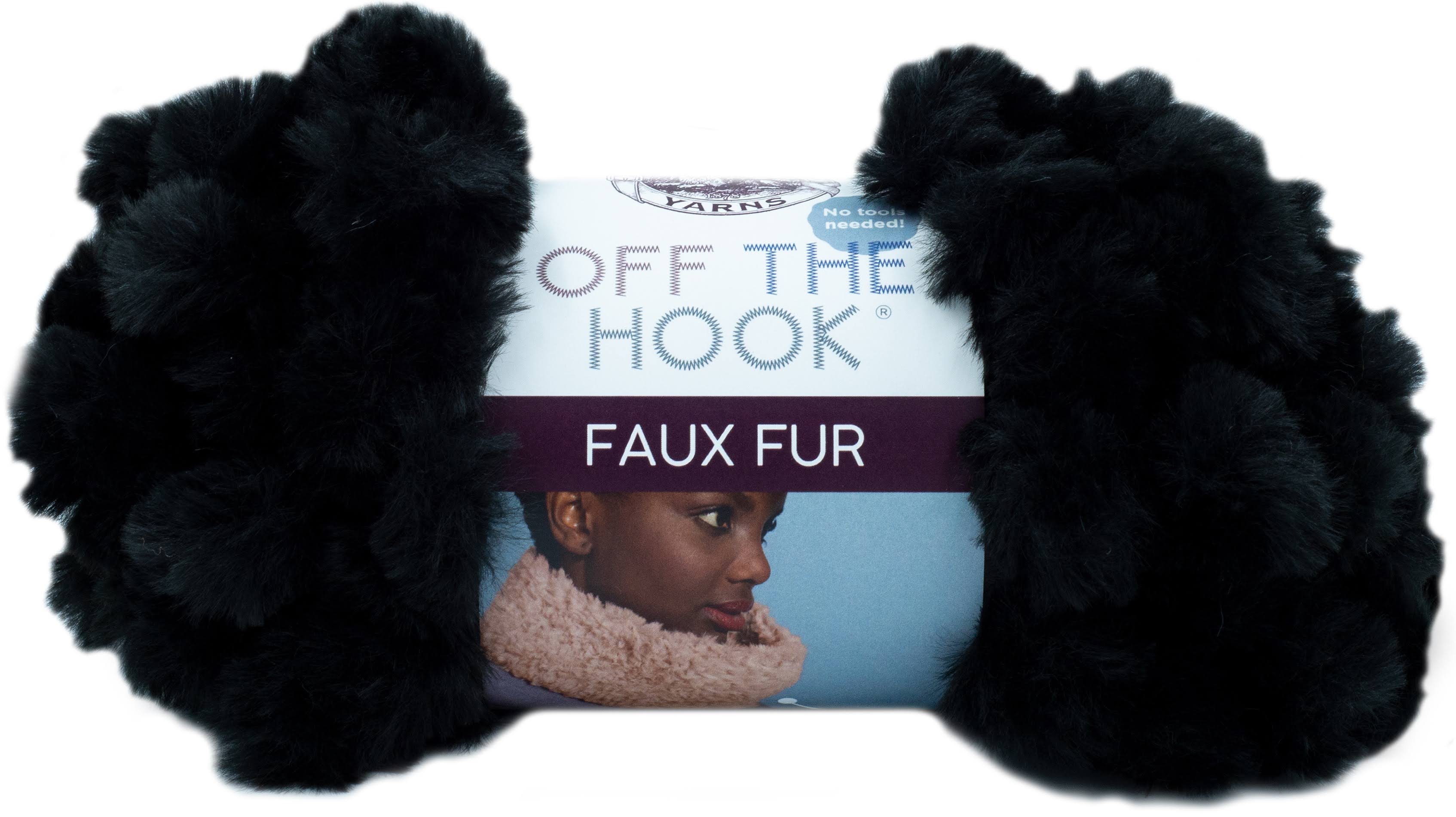 Lion Brand Off The Hook Faux Fur - Black Panther (168B)
