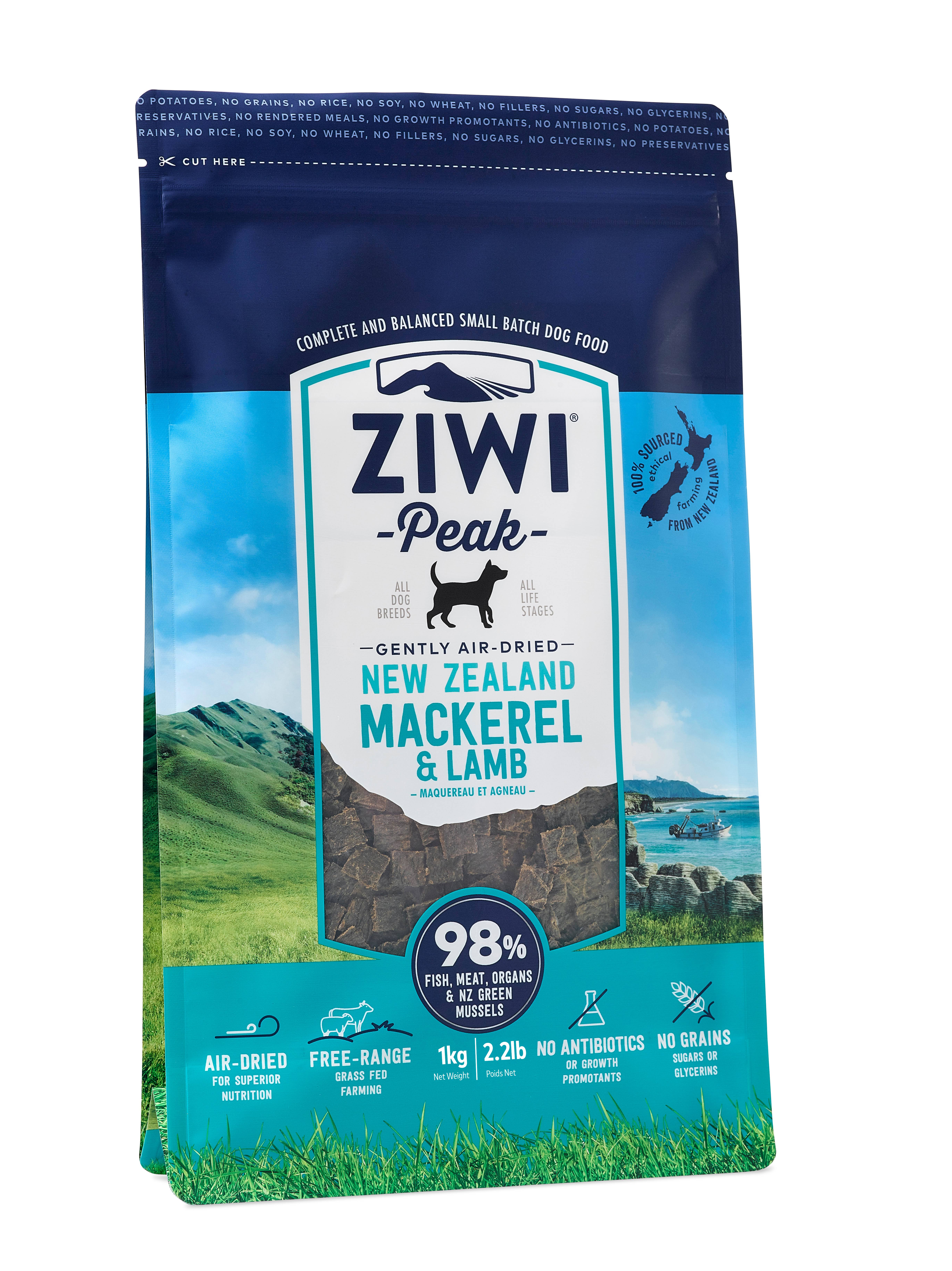 ZiwiPeak Air Dried Dog Food - Mackerel & Lamb, 1kg