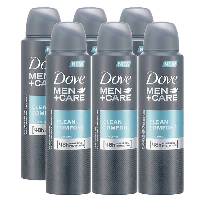 6-Pack Dove Men + Care Clean Comfort Spray Deodorant & Antiperspirant