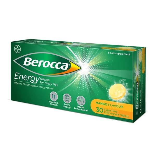 Berocca Food Supplement - Mango Flavour, 30 Effervescent Tablets