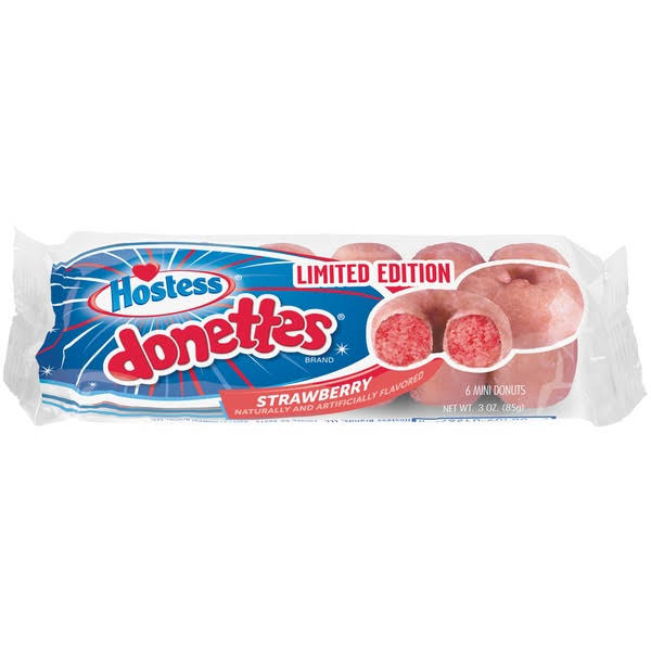 Hostess Strawberry Flavored DONETTES Donuts Single Serve