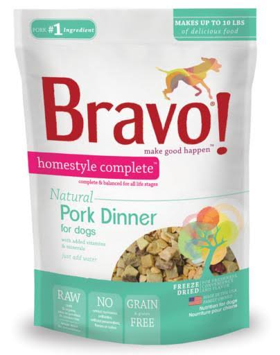 Bravo Homestyle Freeze Dried Dinner Dog Food - Pork, 6lbs