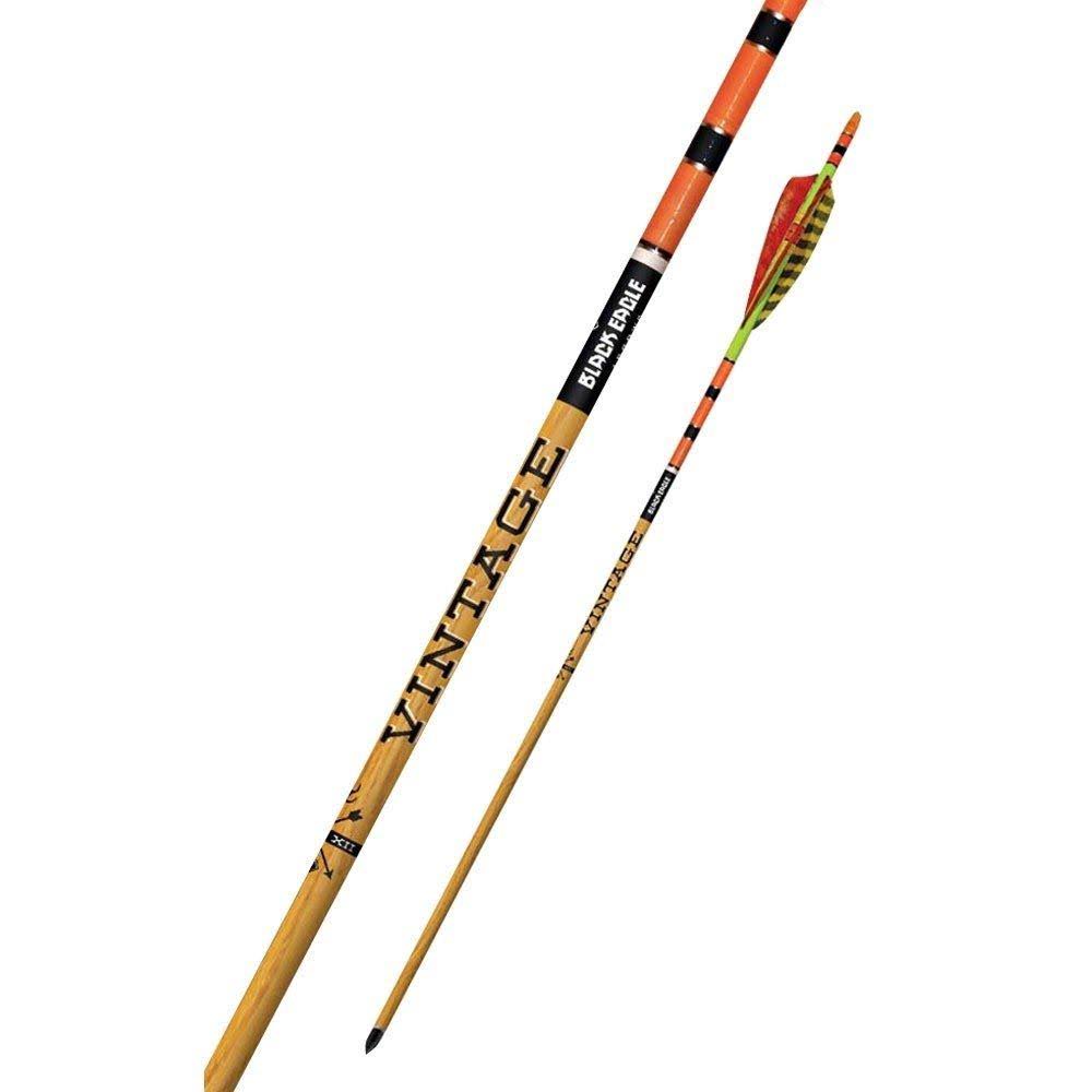 Black Eagle Vintage Traditional Hunting Half Dozen Arrows W/Feathers-Yellow/Orange-350 Spine