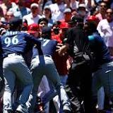 Mariners brawl with Angels after being thrown at twice; eight get ejected