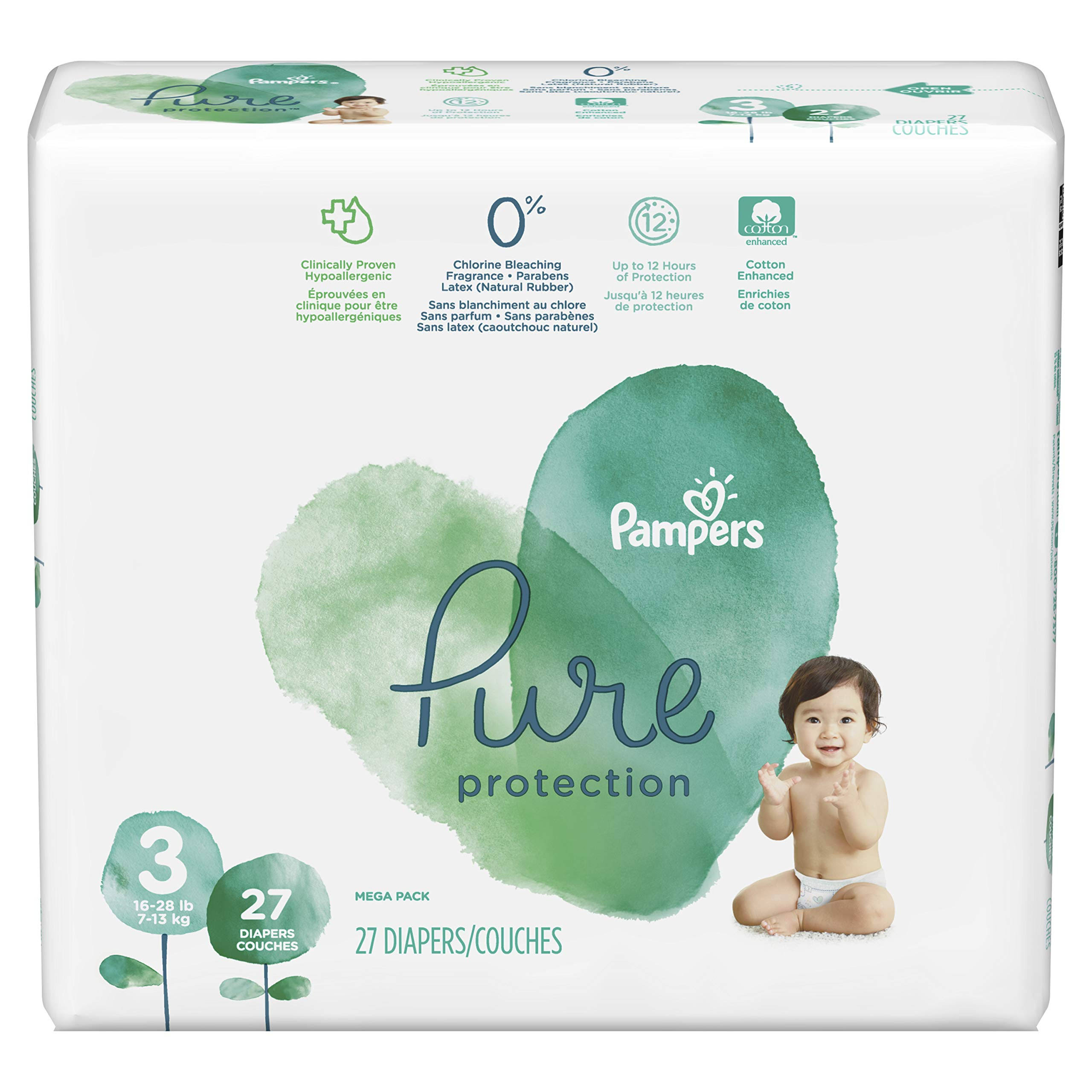 Pampers Pure Protection Newborn Disposable Diapers - #3, 27ct