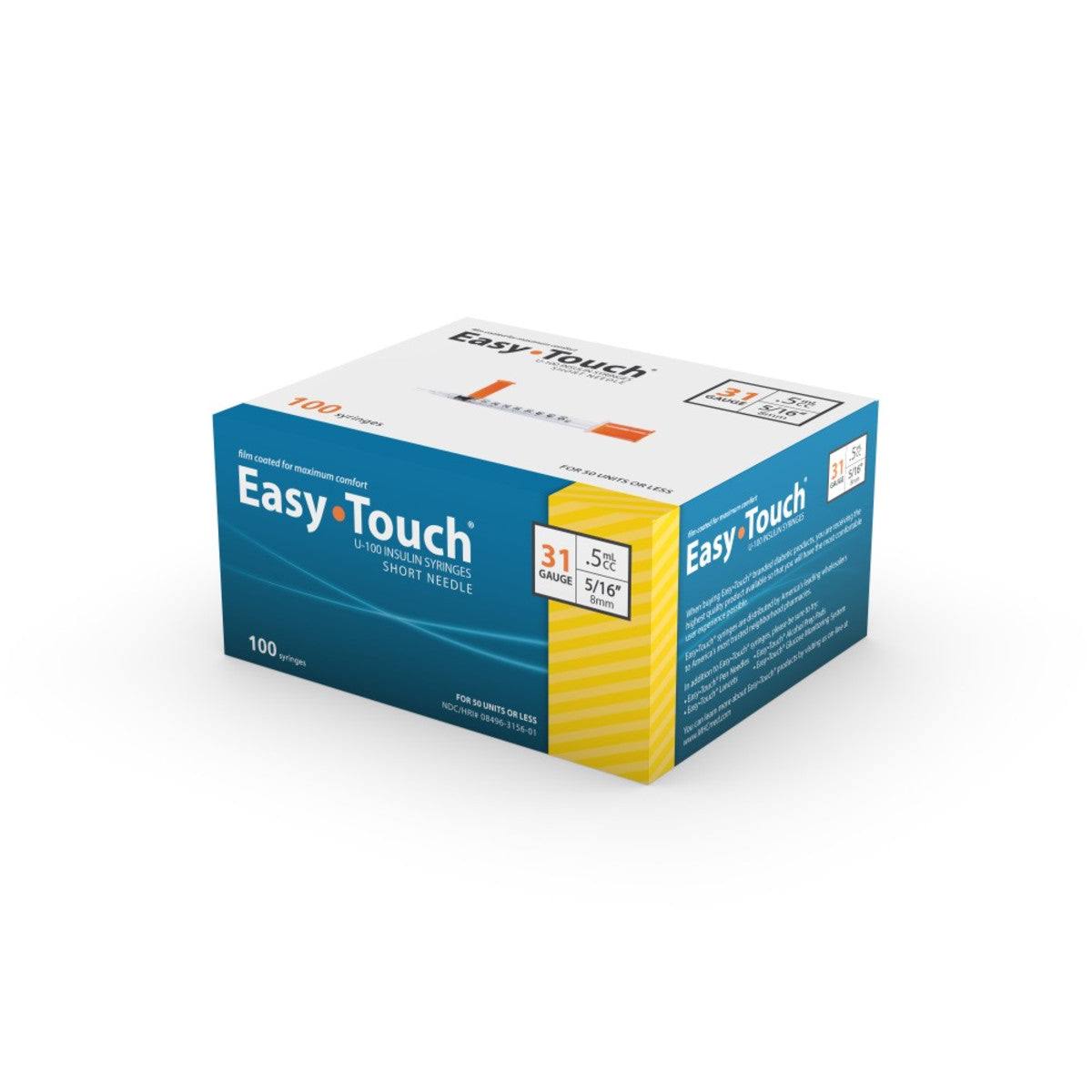 Easy Touch Insulin Syringe 31g 5cc - Yellow