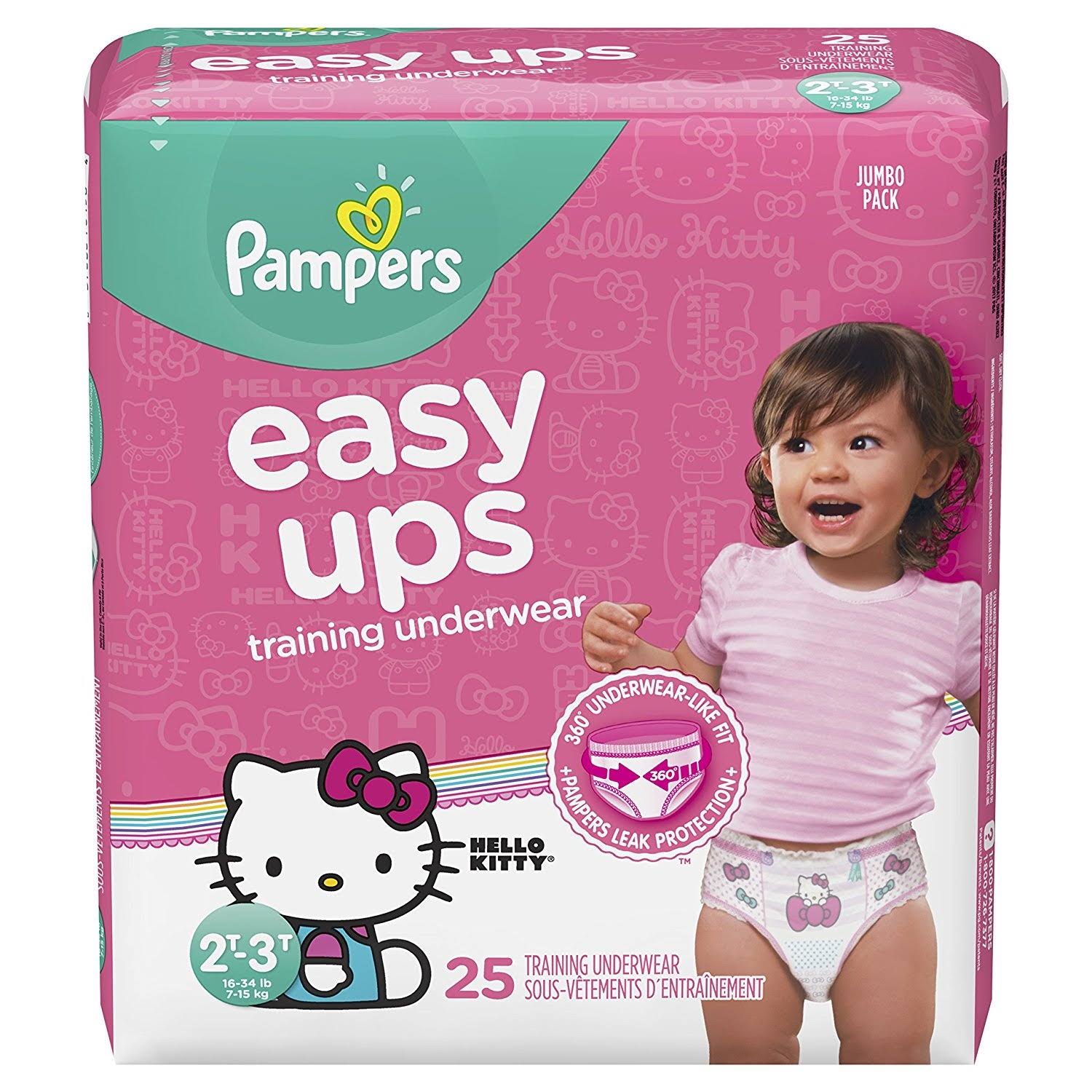 Pampers Easy Ups Hello Kitty Training Underwear - Size 2T-3T, 25ct