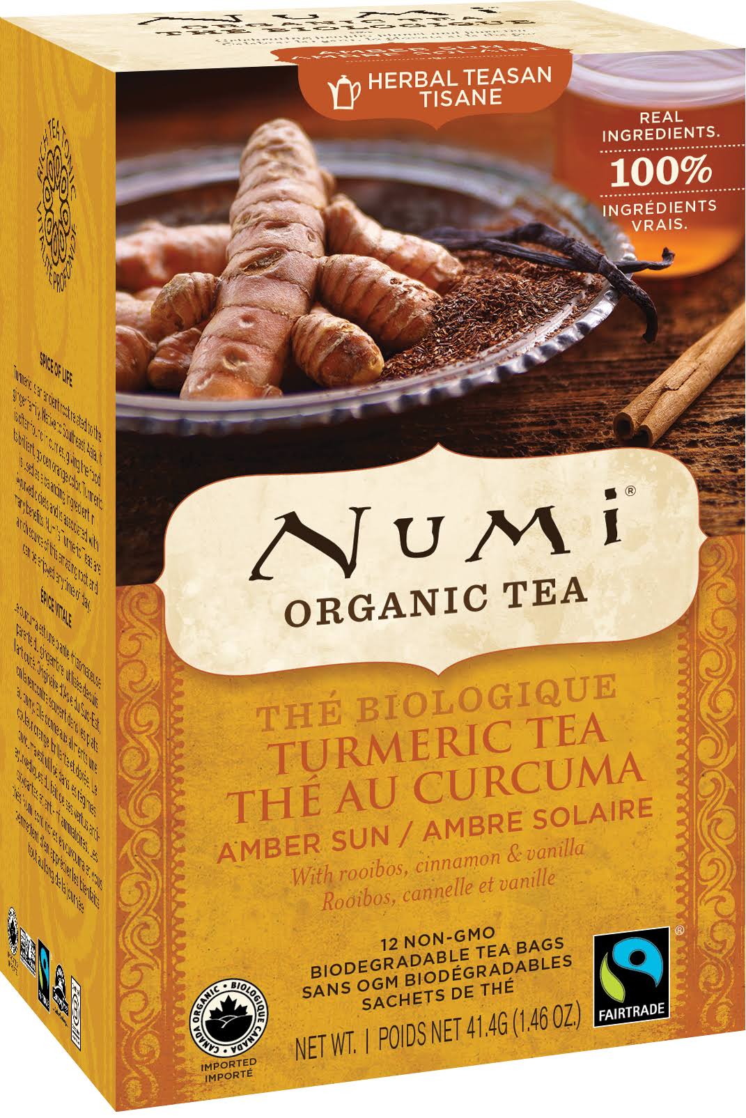 Numi Organic Tea Amber Sun Turmeric Tea Bags - 12 ct