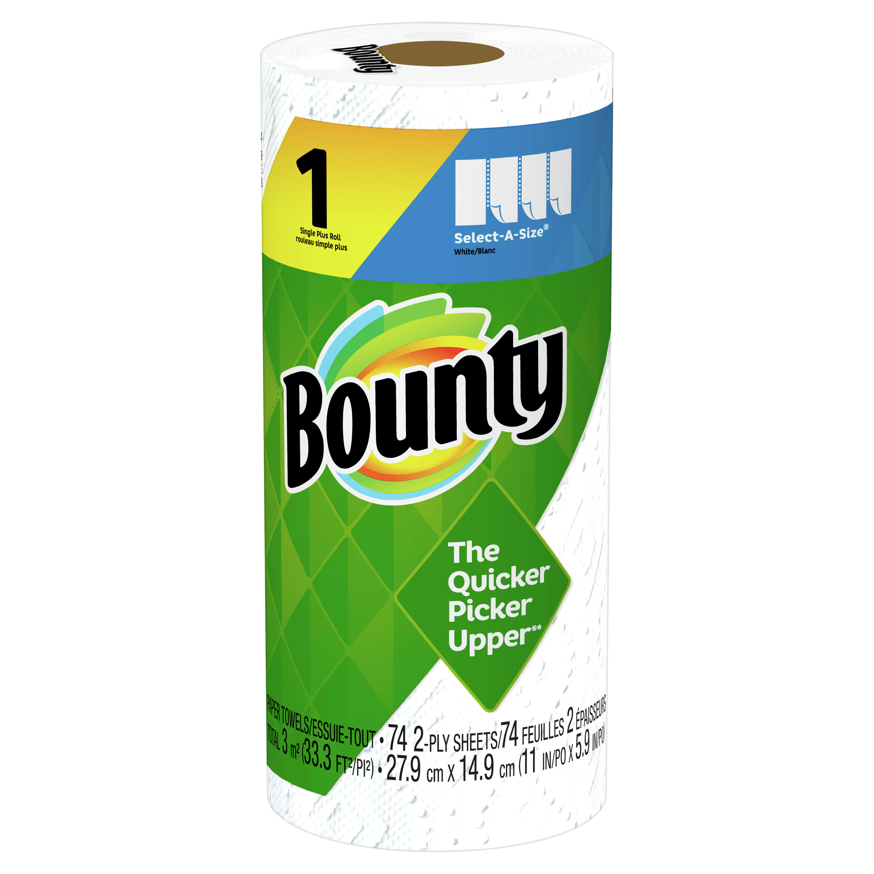 Bounty - Paper Towels - Select-A-Size Paper Towels - 2-Ply - Paper - 1949" x 15" x 2264" - Paper - 2264" x 1949" x 15" - White