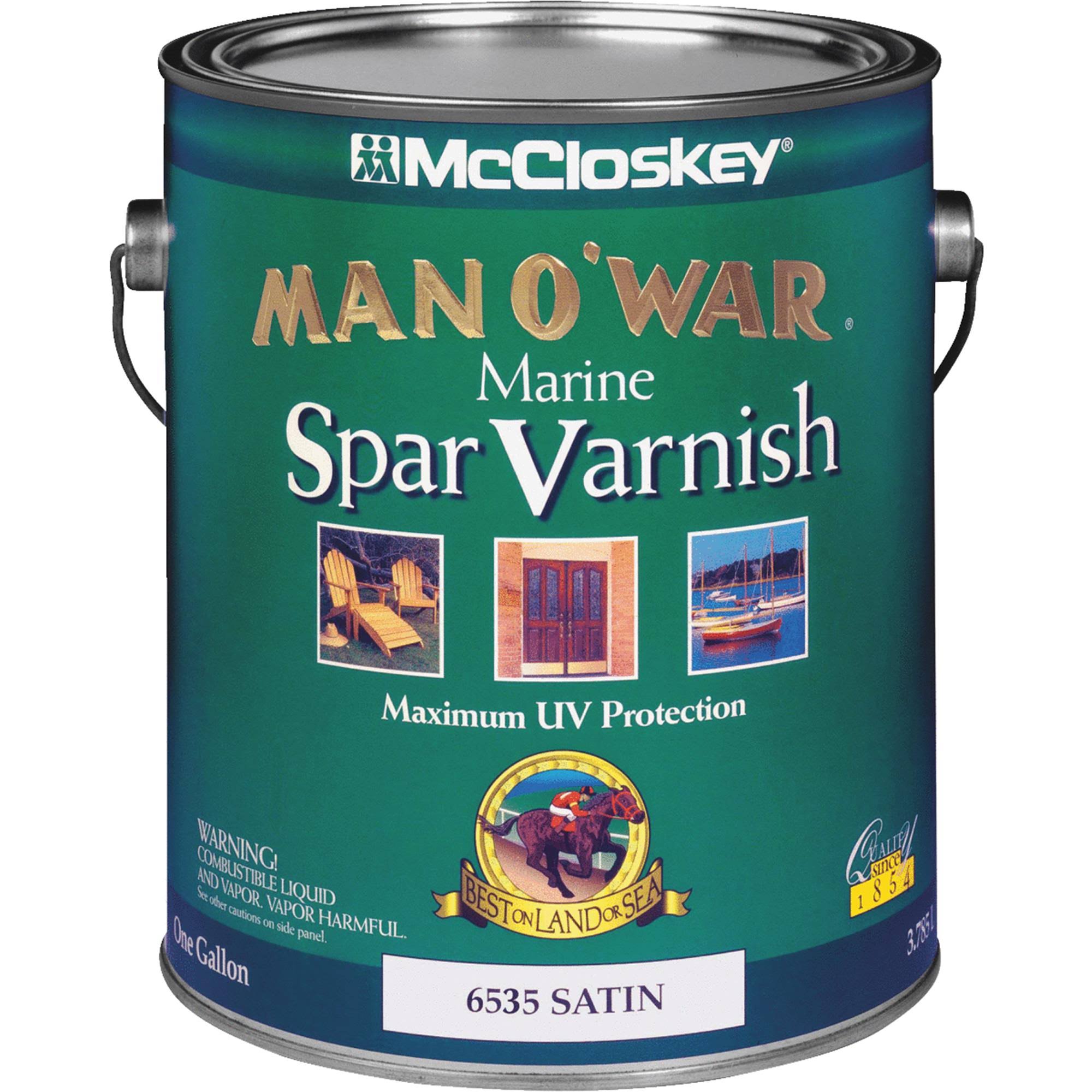 McCloskey Man O' War 080.0006535.007 Marine Spar Varnish, Satin, Clear, Liquid, 1 gal