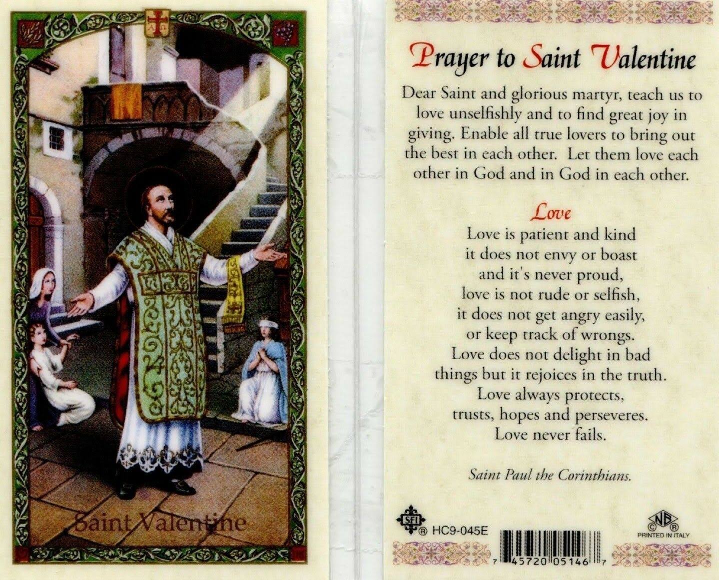 San Francis Imports Prayer to Saint Valentine Holy Card
