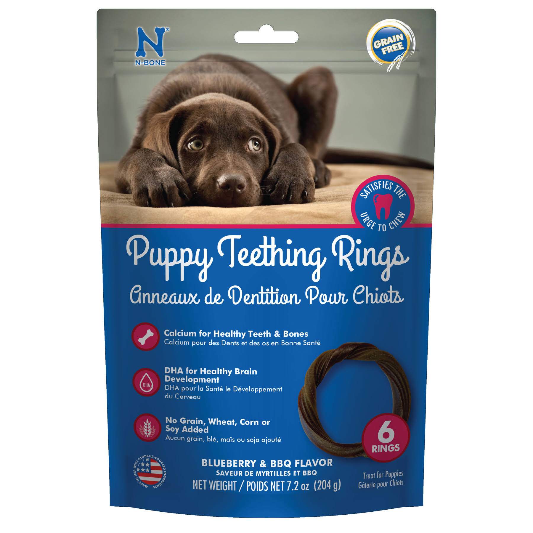 N-Bone Puppy Teething Ring Blueberry Flavor 3 Count