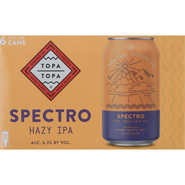 Topa Topa Brewing Co. Beer, Hazy IPA, Spectro - 6 pack, 12 fl oz cans